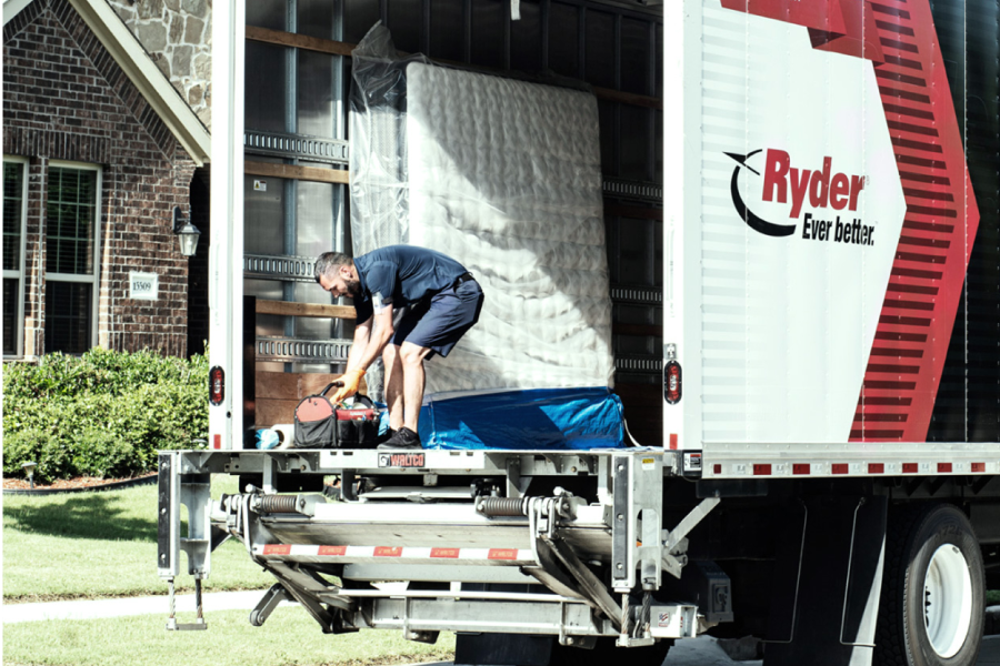 Delivery worker providing last mile logistics services